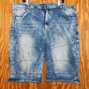 🔥 GS-115 Men’s Distressed Paint-Splatter Denim Shorts – Size 46 – Streetwear St